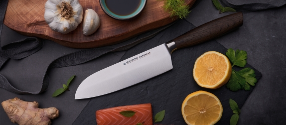 SIZE S SMOKED OAK  Santoku knife 6,5" 