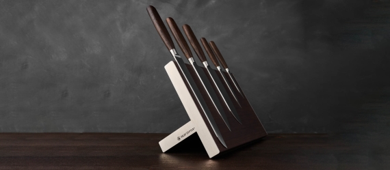 SIZE S SMOKED OAK 6 - Piece Knife Block 