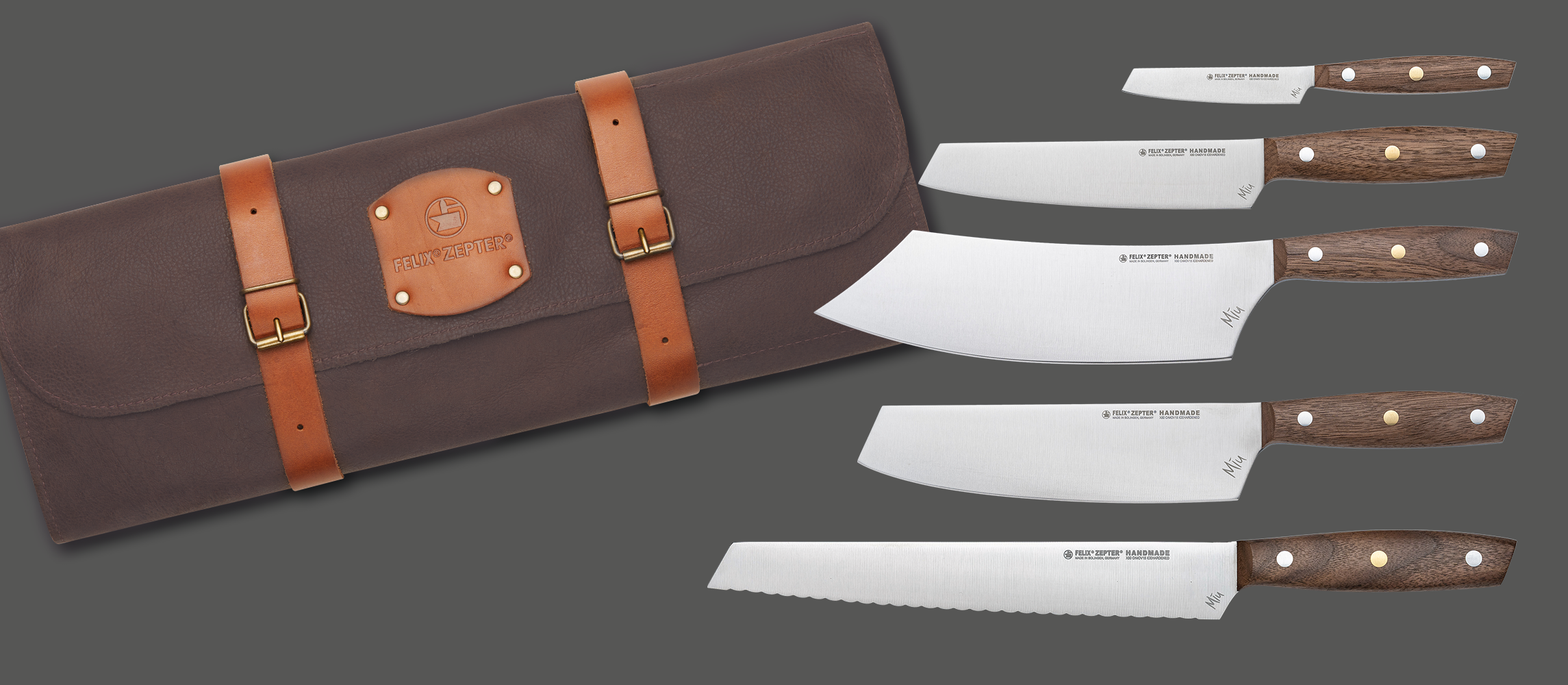 MIU knife leather bag incl. 5 knives